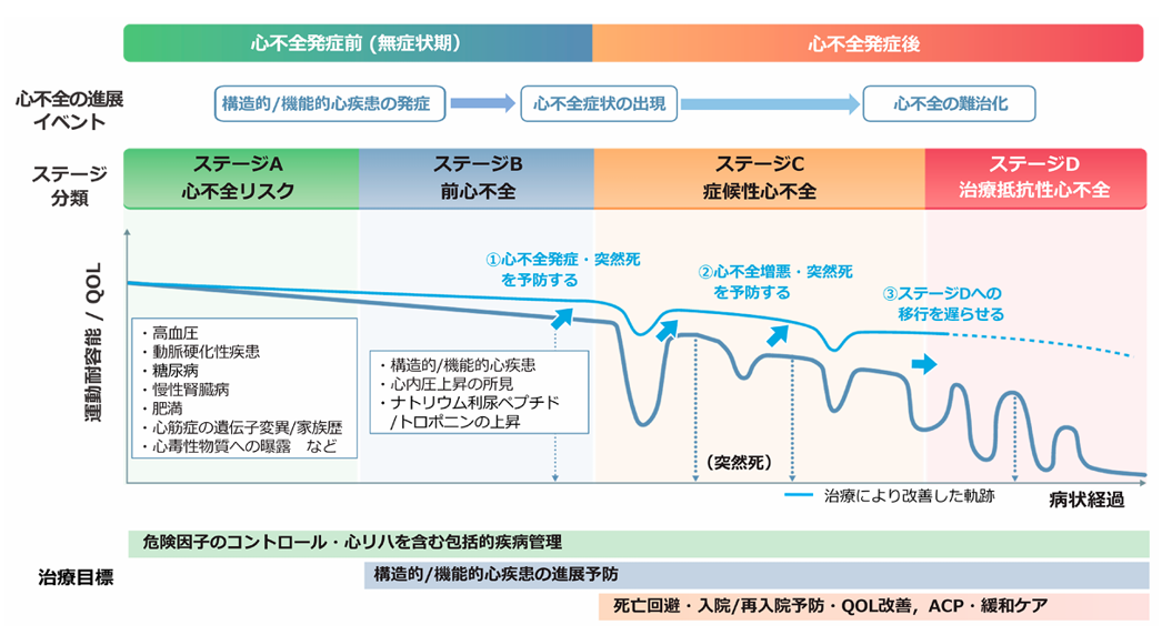 心不全ステージの治療目標と病の軌跡